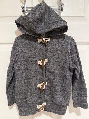 GAP Gray Hooded Toggle Knit Sweater